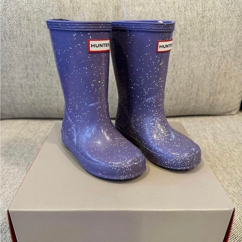 Toddler/Little Kids Original Hunter Rain Boots size 8 Purple Glitter